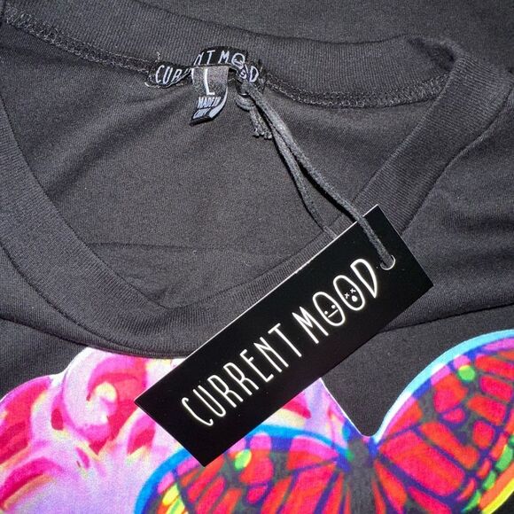 Dolls kill Current mood ACID CANVAS LONG SLEEVE TEE butterfly size Large - Picture 7 of 8